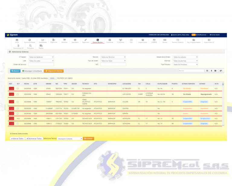 Gestión Ordenes de Servicio